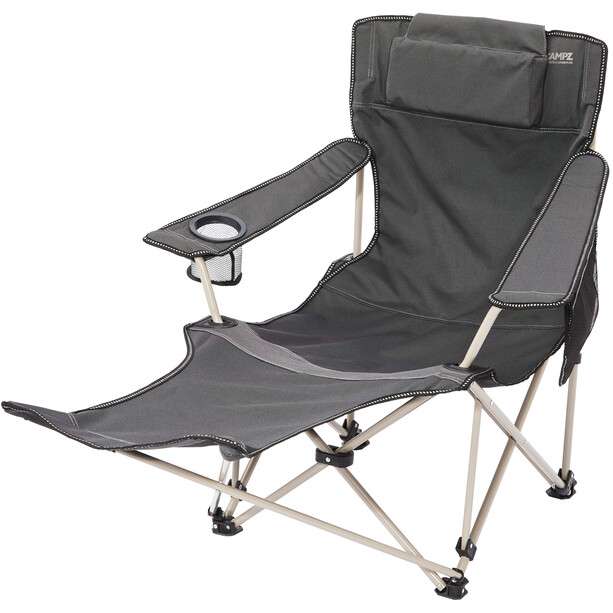 Chaise pliante avec repose-pieds Campz Lounger - gris