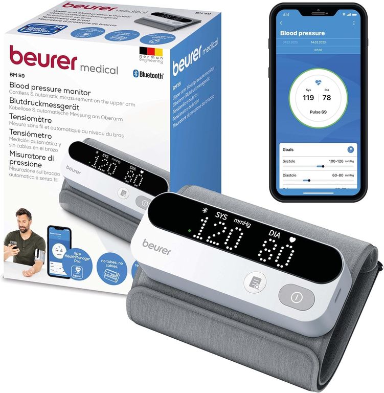 Tensiomètre Beurer BM 59 - Brassard 22 à 42 cm, sans tuyaux, ni câbles, Indicateur LED