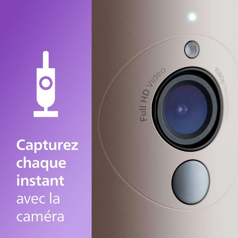 Caméra pour bébé connectée Philips Avent - Babyphone avec Application, Audio, Zoom x2, Vision Nocturne, berceuses et bruits Blancs