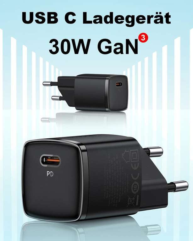 Chargeur USB-C Baseus - 30W, GaN3, PD 3.0 & QC 3.0+ (Vendeur tiers) –