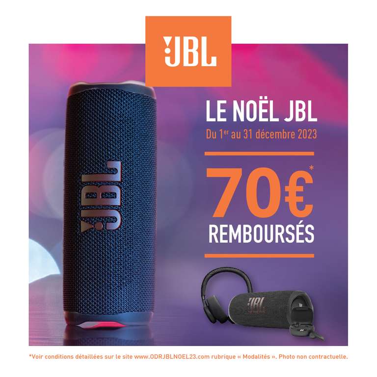 70€ remboursés pour l'achat d'un produit JBL de plus de 129€ - Sélection de boutiques (via ODR)