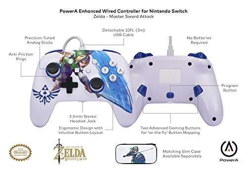 [Prime] Manette de jeu filaire PowerA The Legend of Zelda - Version améliorée, Prise jack intégrée