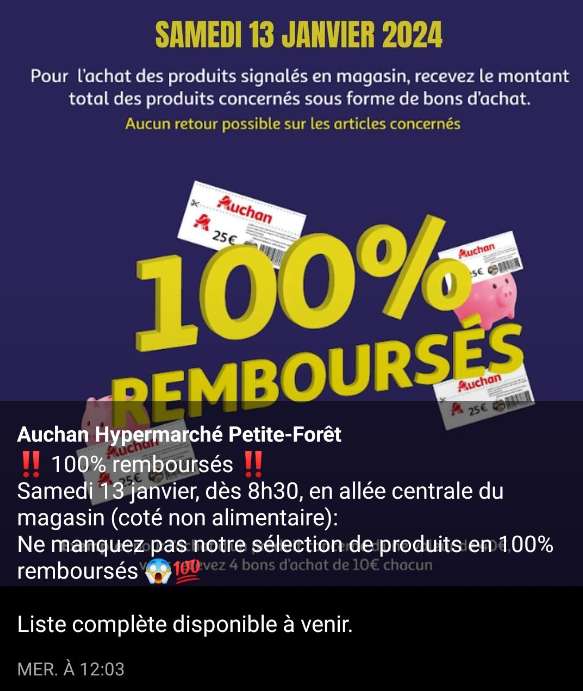 Produits 100% remboursés