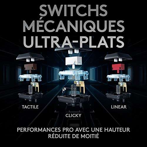 Clavier mécanique sans fil Logitech G915 TKL Tenkeyless Lightspeed Wireless - Switch ultra-plat GL Tactile
