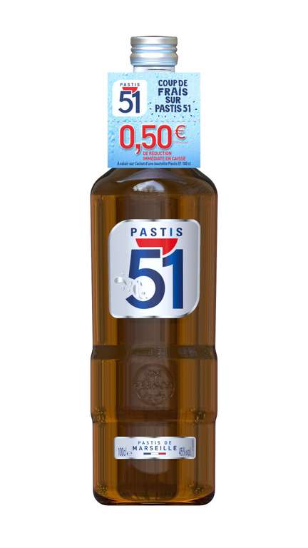 Bouteille de Pastis 51 de Marseille - 1L (via 6,34€ sur la carte de fidélité)