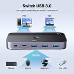 Switch USB 3.0 Ugreen Commutateur - 4 Ports USB 3.0, 2 entrées/4 sorties, avec 2 Câbles USB 3.0 et contrôleur (Vendeur Tiers)