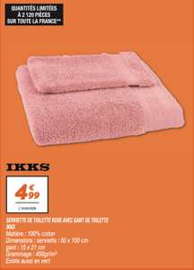 Serviette de toilette rose avec gant de toilette IKKS
