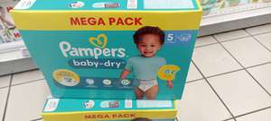 Mega-pack de couches Pampers baby-dry - Taille 5 (via 25.52€ sur carte fidélité + 6€ BDR) - Magasins Participants