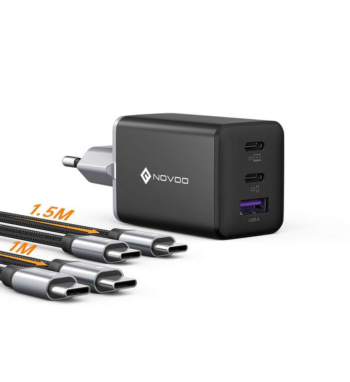 Chargeur USB C NOVOO Rapide 67W 3 Ports avec GaN Tech (Via Coupon)