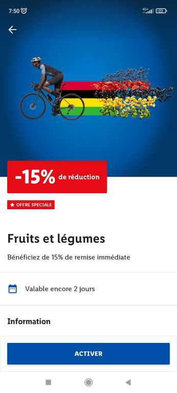 [LIDL+] 15% de remise sur les Fruits et Légumes