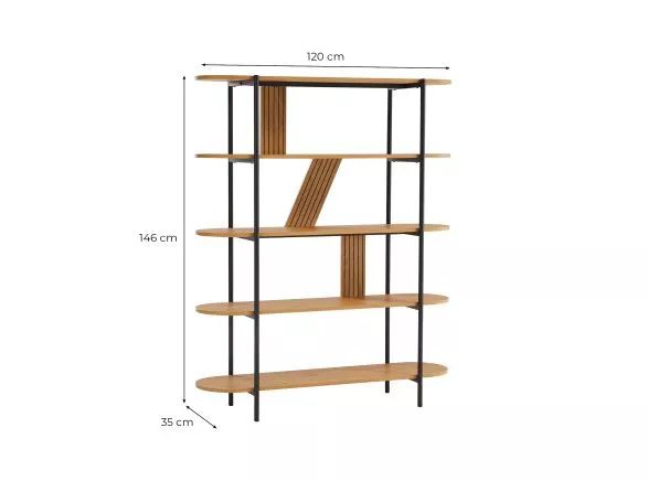 Etagère Brodie avec finition chêne et pieds métal noirs - 120x35cm - Bois