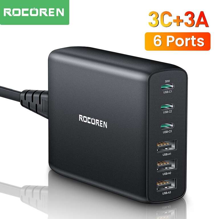 Chargeur Rocoren - 30W, 6 ports, USB-C