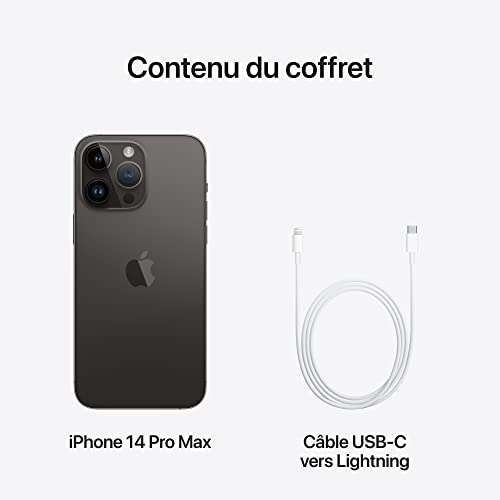 Smartphone Apple iPhone 14 Pro Max - 128 Go, Noir sidéral