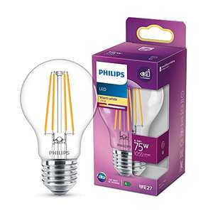 Ampoule LED Philips Standard E27 75W Blanc Chaud Claire, en Verre