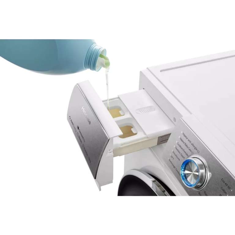 Lave-linge connecté Hisense WFQR1014EVAJMW Autodose- 10 Kg, 1400 trs/min, Fonction Vapeur, Label énergie A (Via Remise Panier + ODR de 100€)