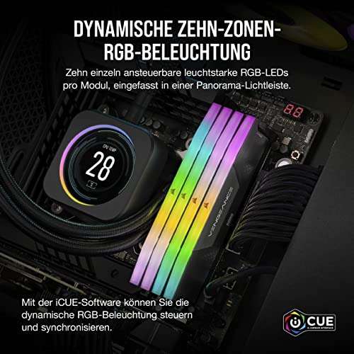 Kit mémoire Ram DDR5 Corsair Vengeance RGB 32 Go (2x16 Go) - 6000MHz , CL36, Intel XMP