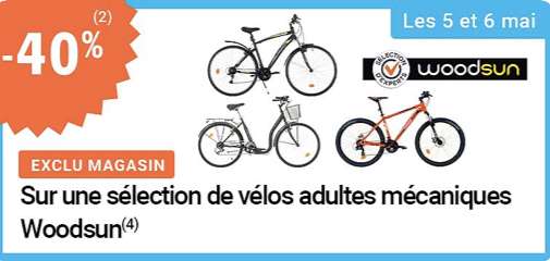 40% de réduction immédiate sur une sélection de vélos adultes mécaniques Woodsun