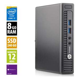 Mini-PC de bureau HP ProDesk 400 G1 USFF - i3-4160T @3.10GHz, 8Go de RAM, SSD de 240Go, Windows 10 Pro (Reconditionné - Grade A)