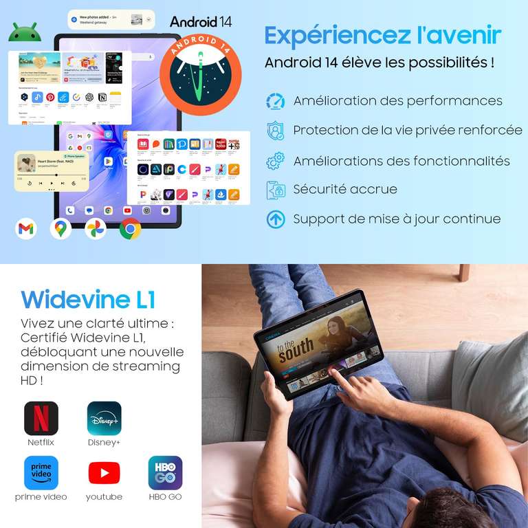 Tablette 11" Blackview - 128Go, 4 Go de Ram, Android 14 (Vendeur Tiers - Frontaliers Belgique)