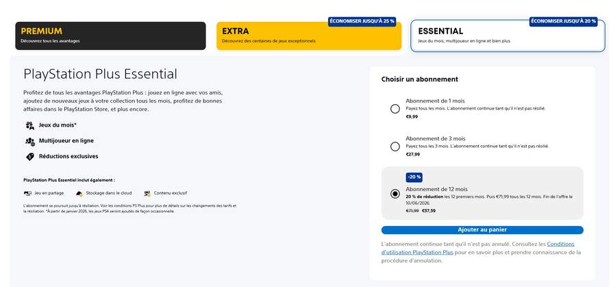 Abonnement PlayStation Plus Essential 12 mois – Dématérialisé, à partir ...