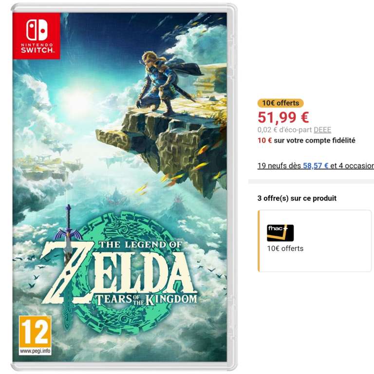 [Adhérents Fnac+] The Legend of Zelda : Tears of the Kingdom (+10€ ajoutés au compte fidélité)