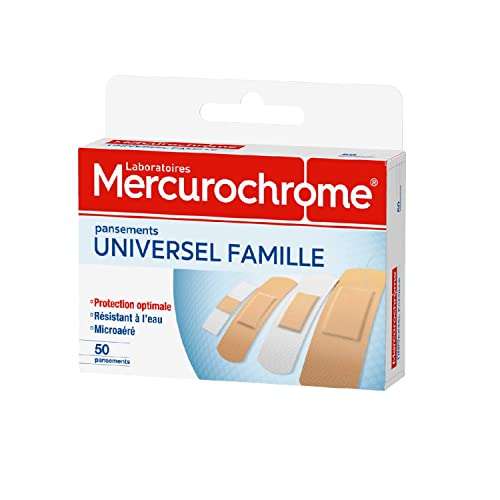 Boite de 50 Pansements universels famille Mercurochrome - 3 tailles