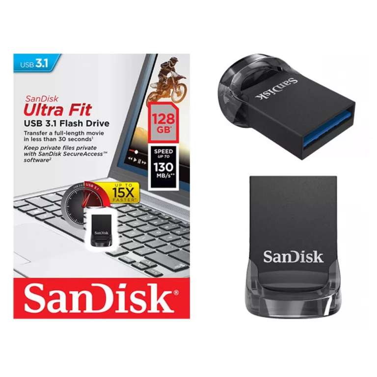 Clé USB 3.1 SanDisk Ultra Fit (‎SDCZ430-128G-G46) - 128 Go