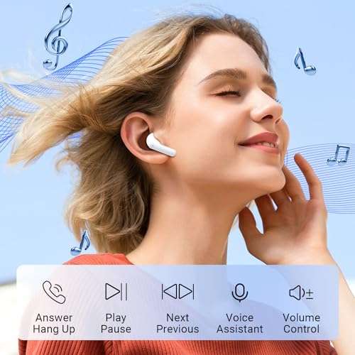 Ecouteurs Bluetooth sans Fil Godyse - iOS et Android - Blanc - 42h d'autonomie (Vendeur Tiers)