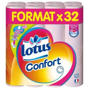 Paquet de 32 rouleaux de papier hygiénique Lotus Confort rose (via 5,75€ sur la carte de fidélité)