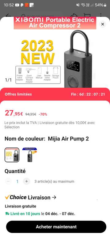 Gonfleur Xiaomi : le Mi Portable Air Pump 1S est à 29,99 €