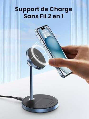Chargeur sans Fil Magnétique Ugreen - 2 en 1 Magsafe, Avec câble USB-C, Compatible Iphone/Airpods (Vendeur tiers)