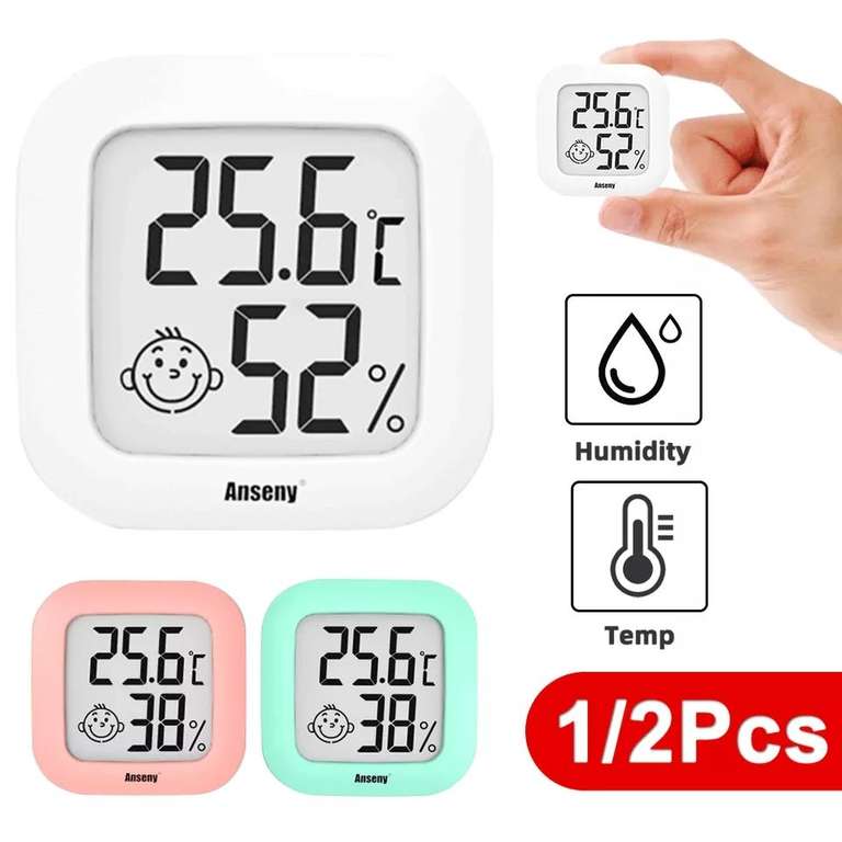 Lot de 2 Mini Thermomètres Hygromètre Digital LCD