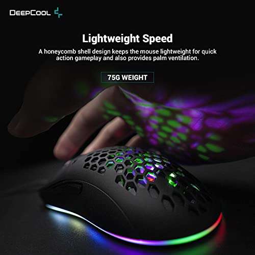 Souris filaire Deepcool Ultralight MC310 RGB -12800 dpi, 75g (via coupon, vendeur tiers)