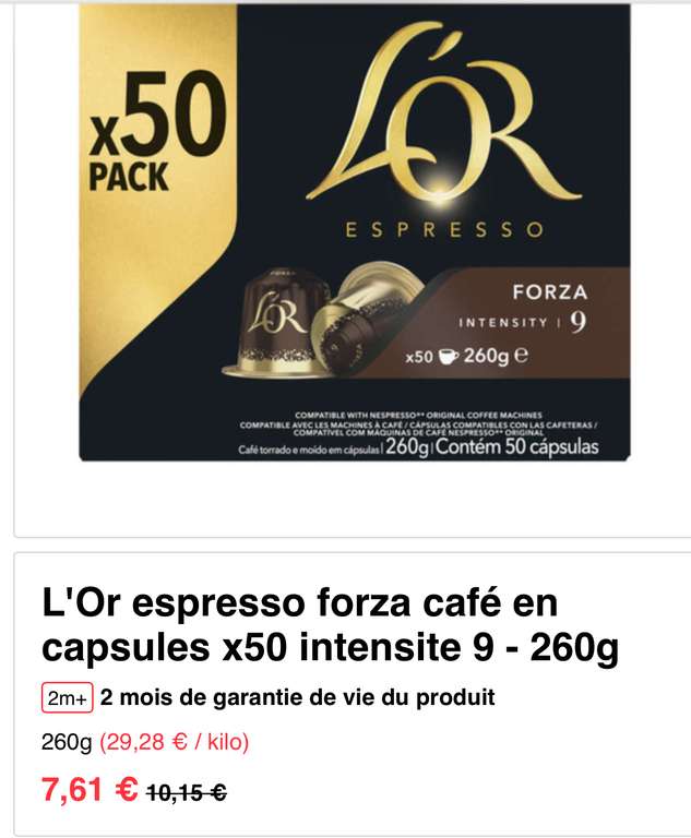 Capsules L'Or Espresso FORZA 9