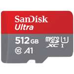 Carte microSDXC SanDisk 512 Go Ultra UHS-I carte + Adaptateur SD, avec jusqu'à 150 Mo/s, Classe 10, U1, homologuée A1
