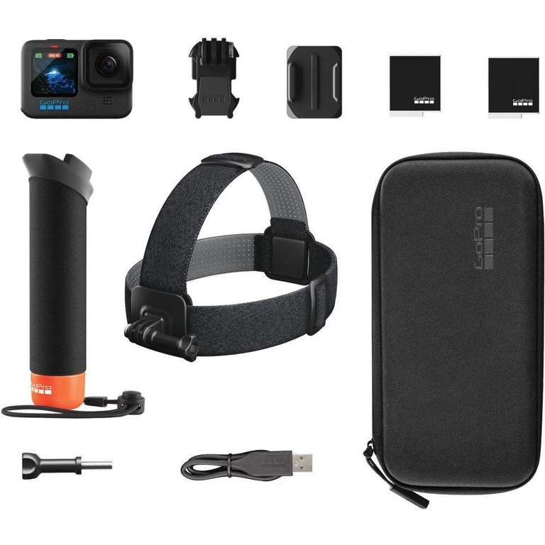 Caméra sport GoPro HERO12 Black avec Accessoires - 5.3K, 27.13 MP, HDR, Double écran, Ralenti 8x, WiFi/Bluetooth (+ 25.9€ en RP - Boulanger)