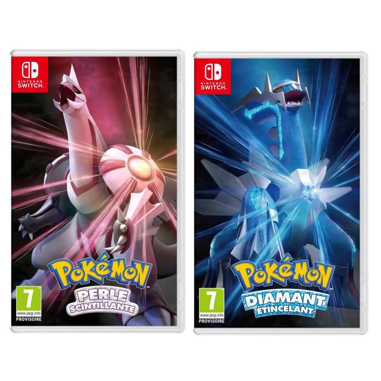 Jeux Nintendo Switch Pokémon Perle Scintillante ou Diamant Etincelant (28,70€ pour les CDAV)