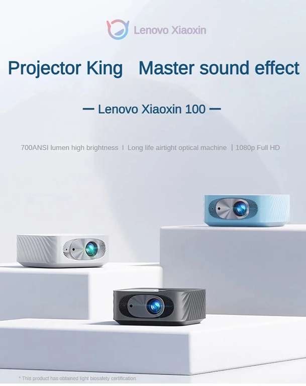 Lenovo Xiaoxin 100 Projector, 1080P , 700ANSI Lumens, 2GB+16GB, WiFi 6 Bluetooth 5.0, Auto Focus. (Stock Europe)