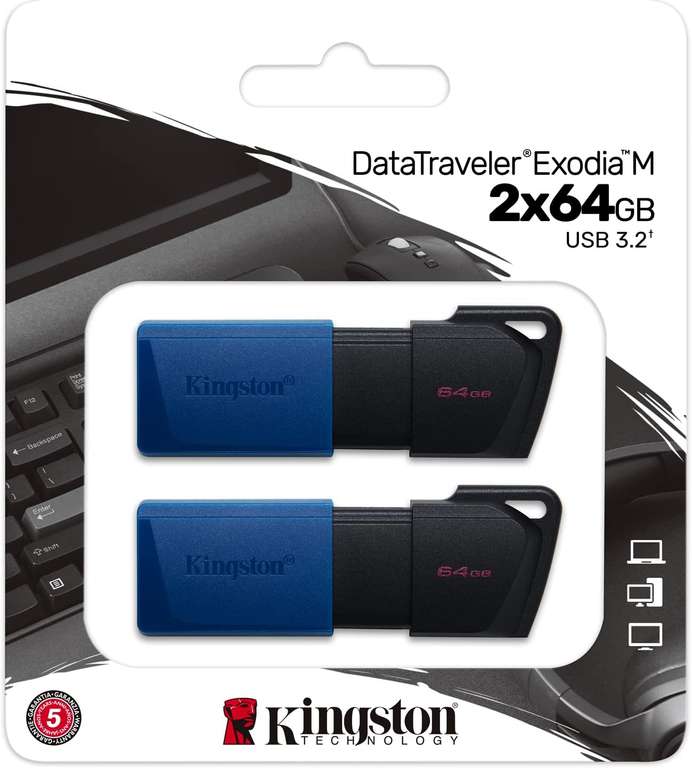 Lot 2 Clés USB 3.2 Kingston DataTraveler Exodia - 2 x 64 Go