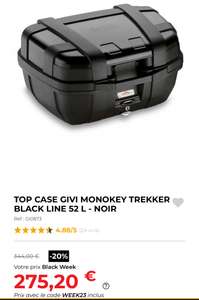Top Case Givi Monokey Trekker Black Line - 52 L, Noir