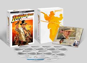 Coffret Blu-ray Indiana Jones 4 Films - Combo 4K Ultra-HD + 5 BLURAY - Coffret Digipack édition limitée + Poster mappemonde