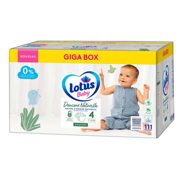 Giga Box de 111 Couches Lotus Baby - Différentes tailles (via 31,12€ sur carte de fidélité)