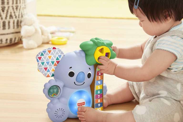 Fisher-Price Linkimals Nicolas le Koala, jouet bébé interactif  d'apprentissage, sons et lumières, version française –