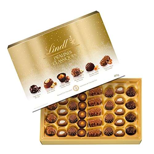 Lindt - Boîte CHAMPS-ÉLYSÉES Édition Or - Assortiment de Chocolats au Lait,  Noirs et Blancs - Idéal pour Noël, 468g : : Epicerie