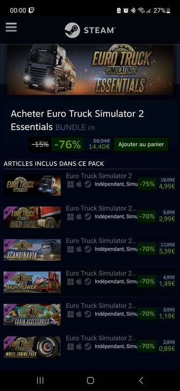 Pack de jeux Euro Truck Simulator 2 Essentials sur PC (Dématérialisé)
