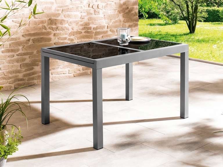 Table de jardin en aluminium gris extensible Livarno Home Houston (Frontalier Belgique)