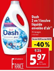 Bouteille de lessive Dash liquide 35 lavages - Envolée d'air