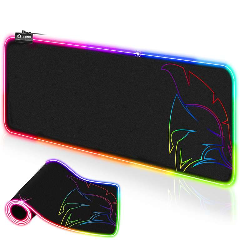 Tapis de Souris Gamer Dark Rainbow - RGB LED 12 Modes d’Eclairage (Vendeur Tiers)