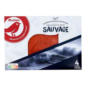 Lot de 2 paquets de saumon sauvage rouge du Pacifique fumé - 2 x 4 tranches 120g (via 10,03€ sur la carte fidélité) - Coignières (78)