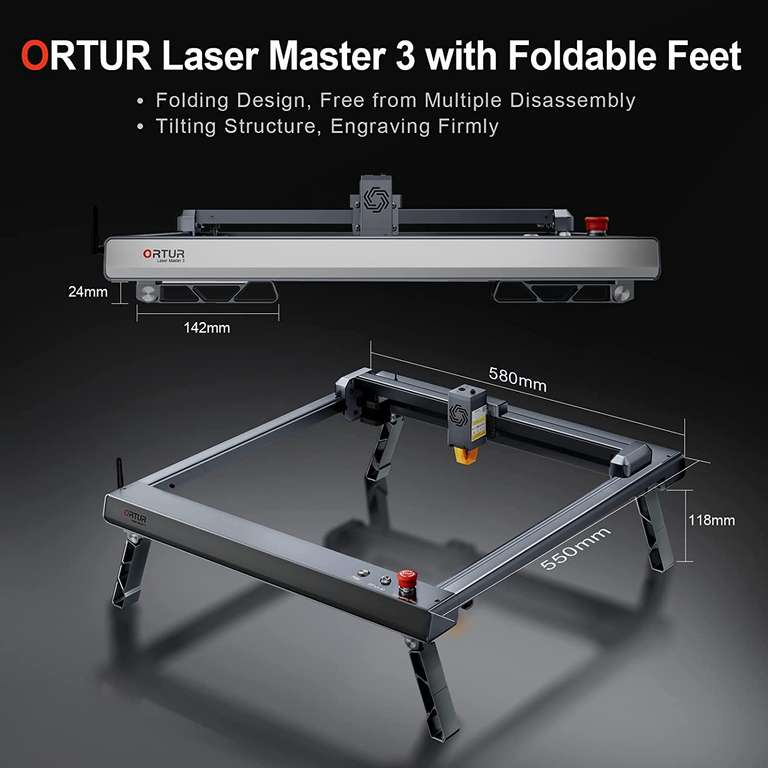 Graveur laser Ortur Laser Master 3 - 10W, 400mmx400mm, 20000 mm/min (Entrepôt Pologne)
